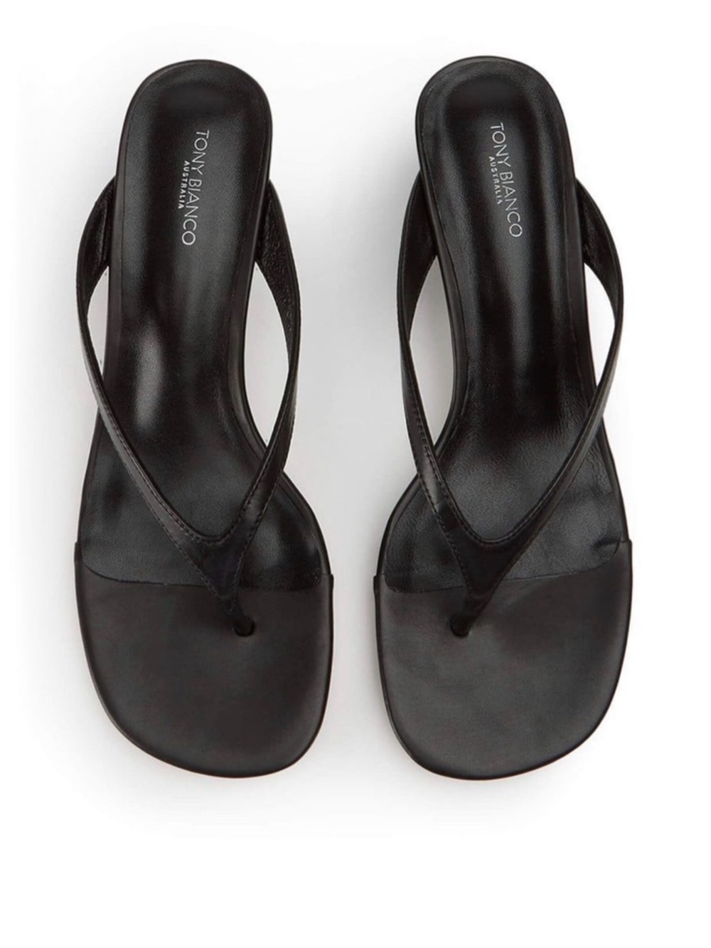 Tony Bianco Black Thong Kitten Heel Sandals
